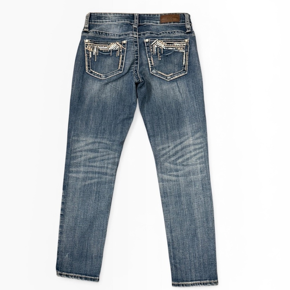 Daytrip Buckle Lynx Skinny Jeans Size 24 Bling Whiskered Ankle Stretch Low Rise